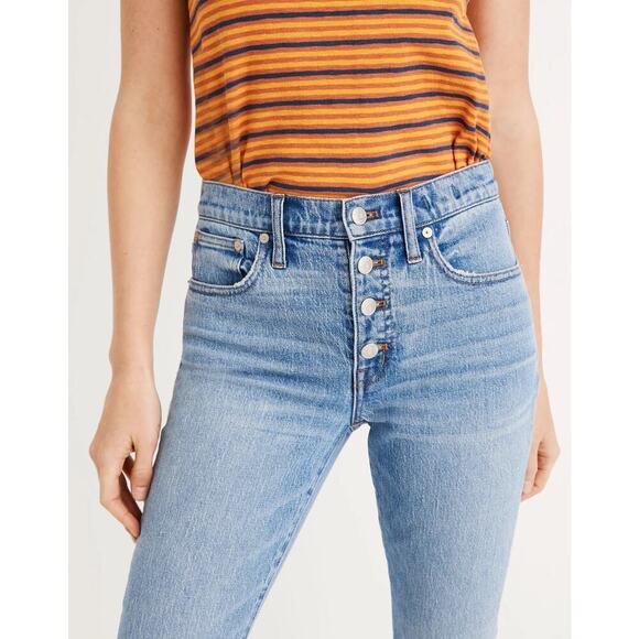 Madewell Cali Demi Boot Jeans Size 32 Dory Wash Comfort Stretch High Rise Crop - Picture 3 of 16